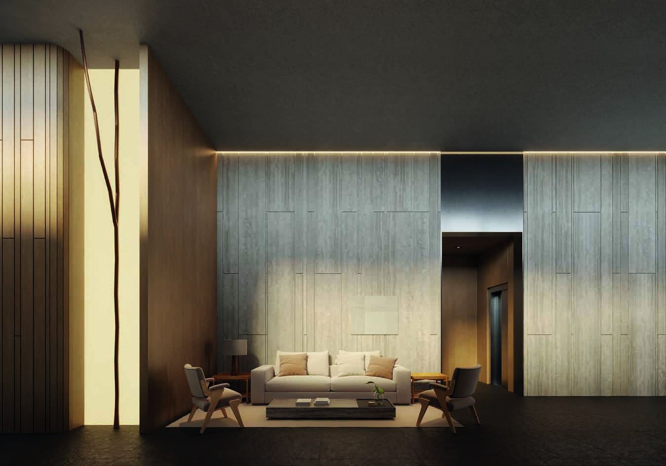 Lobby com a escultura de Guilherme Wentz